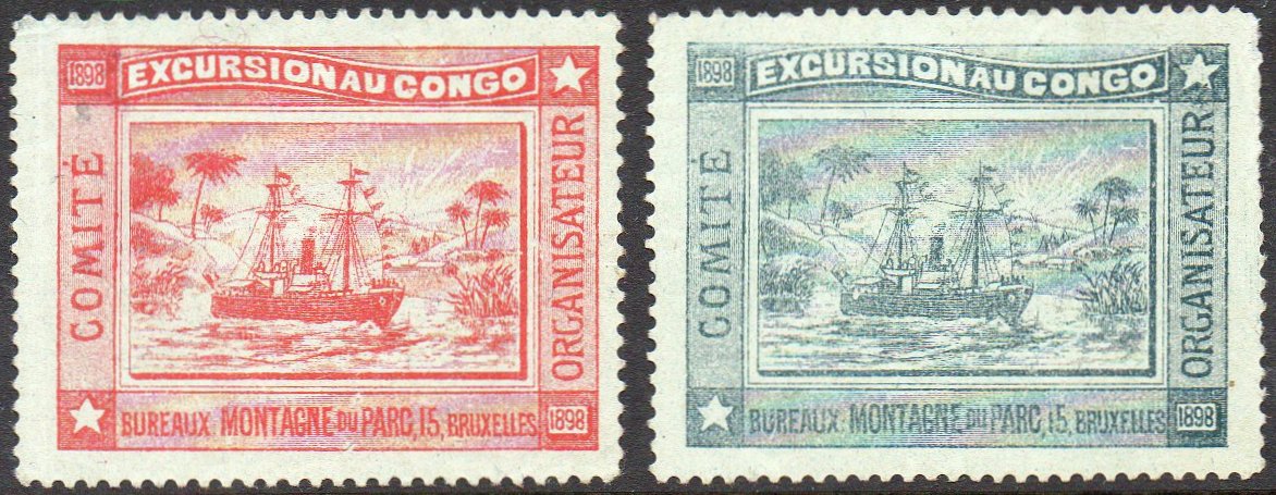 Belgian Congo Belge 1898 timbre-poste Excursion stamps Railway opening Ouverture Chemin de Fer